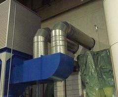 Absauganlage zur Entstaubung von Stanzabfällen in einem Wellpappenwerk / Extraction system for punching in a corrugated cardboard plant