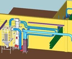 Absauganlage für Endscheibenerfassung / Extraction system for end plates