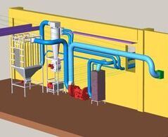 Absauganlage für Endscheibenerfassung / Extraction system for end plates