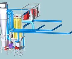 Absauganlage an drei Kreismessermaschinen / Extraction system for end plates on three machines