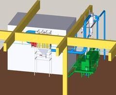 Absauganlage an drei Kreismessermaschinen / Extraction system for end plates on three machines