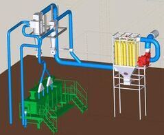 Absauganlage an drei Kreismessermaschinen / Extraction system for end plates on three machines