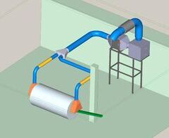 Absauganlage mit Tropfenabscheider für eine Blanchieranlage / Extraction system for a blanching plant