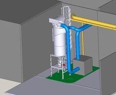 Absauganlage für 2 Längsschneideanlagen für Brötchen und Brote / Extraction for 2 longitudinal section lines for rolls and bread