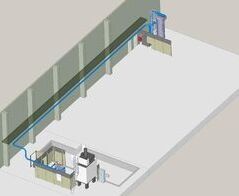 Absauganlage für Aluminiumspäne an einer Bandsäge / Extraction of aluminum shavings on a bandsaw