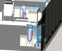 Absauganlage für Aluminiumspäne an einer Bandsäge / Extraction of aluminum shavings on a bandsaw