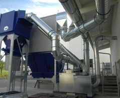 Extraction and waste disposal system for PVC edge strip and punching