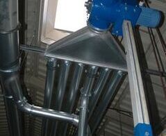 Extraction and waste disposal system for PVC edge strip and punching