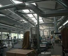 Extraction and waste disposal system for PVC edge strip and punching